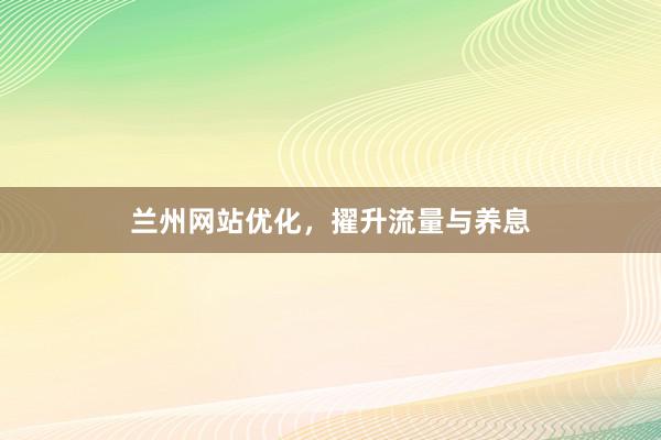 兰州网站优化，擢升流量与养息